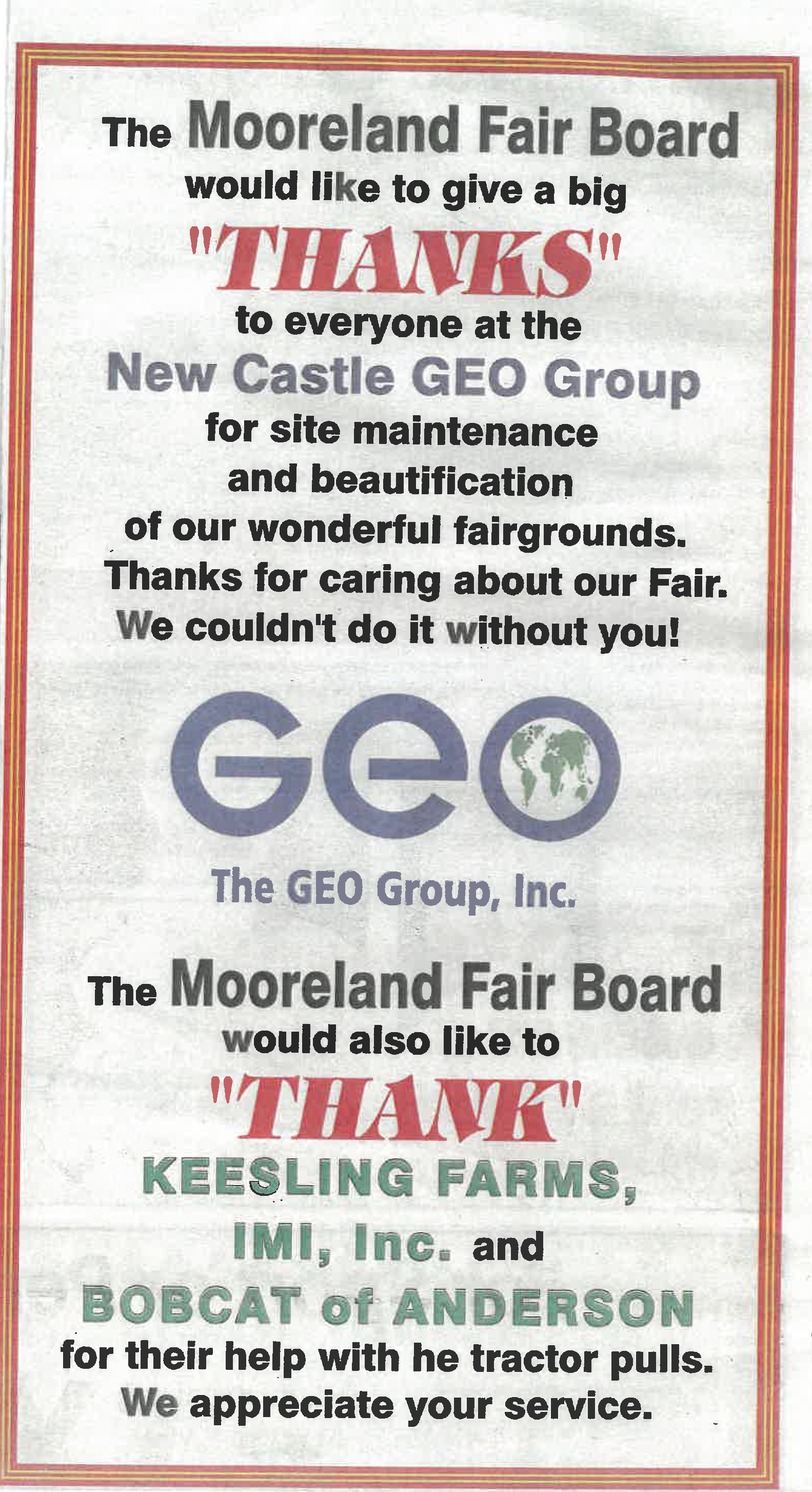 New Castle Recognized for Community Support by Mooreland Fair Board